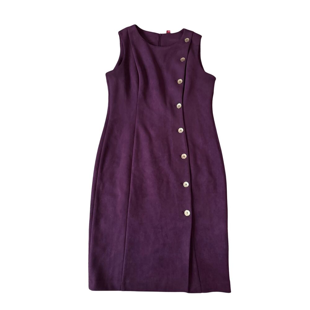 Calvin Klein | Purple Suede Sleeveless Sheath Dress w/Button Detail | Size 10